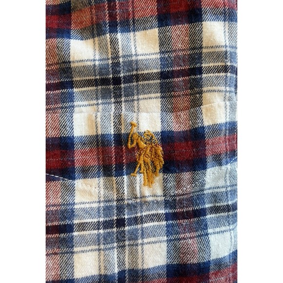 U.S . Polo Assn. Sz XL Plaid Flannel Long Sleeve Stretch Button Down Shirt‎ - Picture 4 of 6
